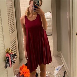 red sleeveless dress